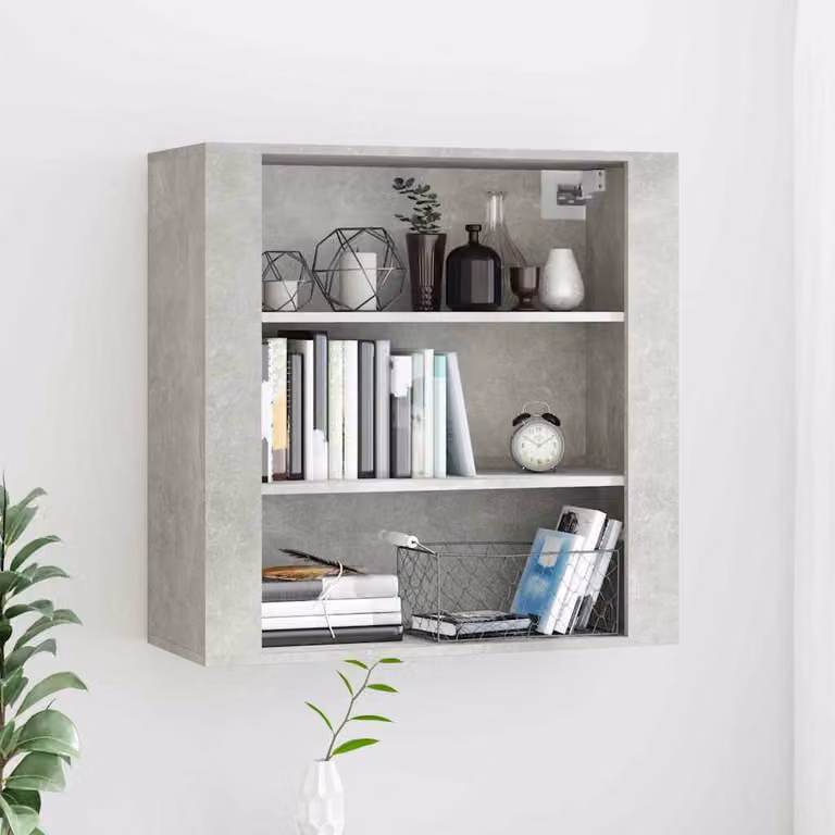 Mobile a parete vidaXL in legno multistrato e MDF, colore grigio cemento, L 80 cm x P 33 cm x H 80 cm
