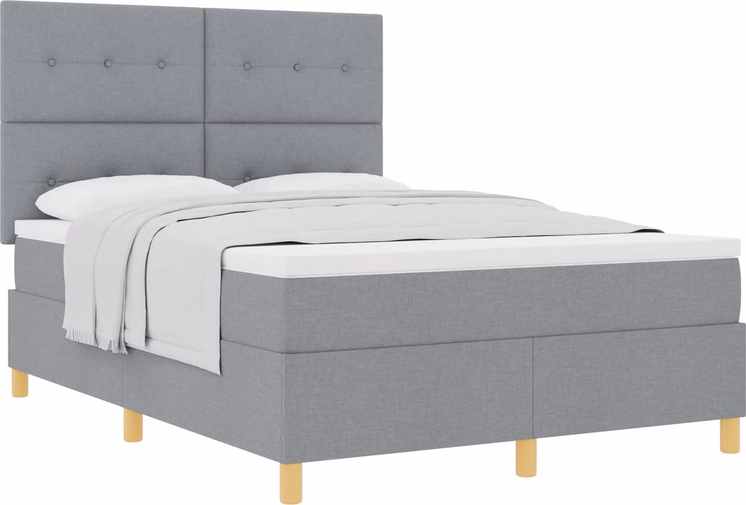 Letto a molle con materasso Grigio chiaro 160 x 200 cm Tessuto