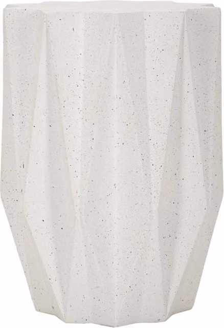 Tavolinetto Star Moderno Mauro Ferretti in MGO Color Cream con Effetto Pietra e Design Geometrico, Ø 38,5 x H 53 cm