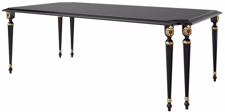 Casa Padrino tavolo da pranzo barocco nero / oro antico 230 x 115 x h. 77 cm - Tavolo da pranzo nobile in stile barocco - Mobili da sala da pranzo barocchi