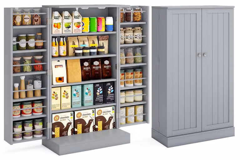 Mobiletto da cucina FANTASK con doppia porta, dispensa con 6 ripiani regolabili