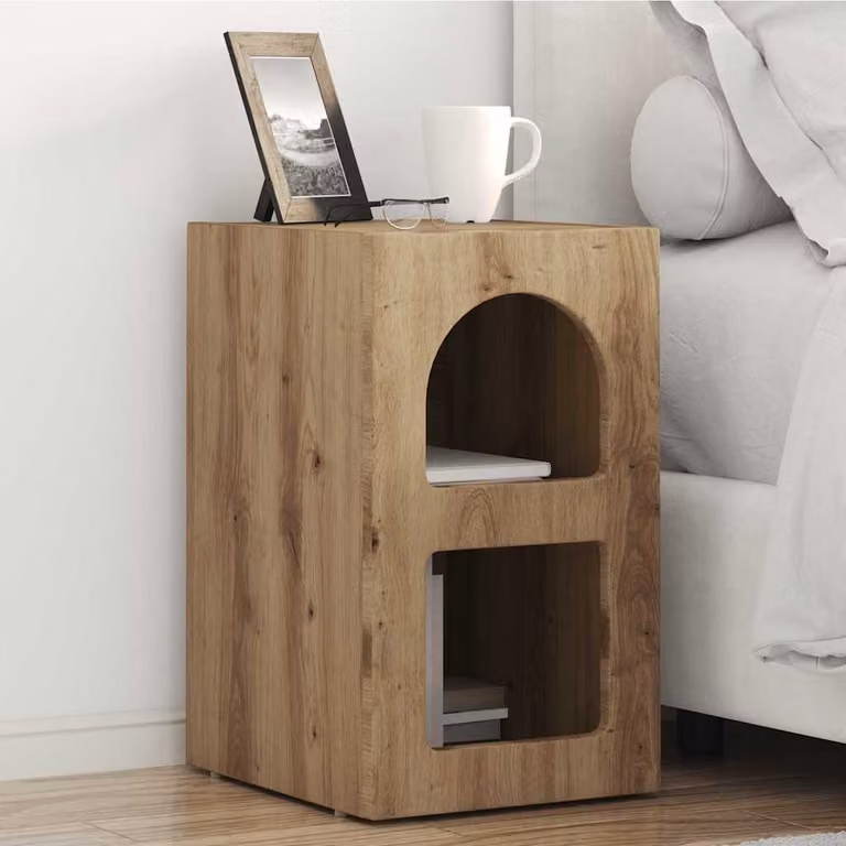 Comodino vidaXL ELST in Rovere Marrone con finitura opaca L: 29,5 cm, P: 33,5 cm, H: 50 cm
