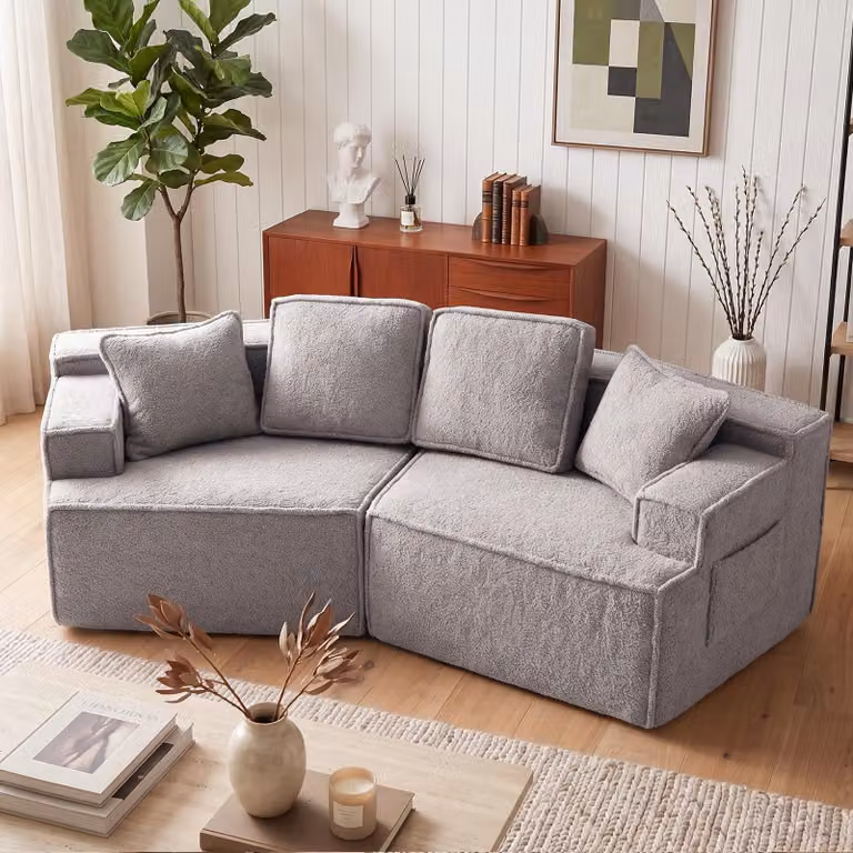 Divano COMHOMA, 2 posti, 228 x 75 x 62 cm, divano modulare trasformabile in letto, divano imbottito, con tasca portaoggetti, divano con funzione letto, non richiede montaggio