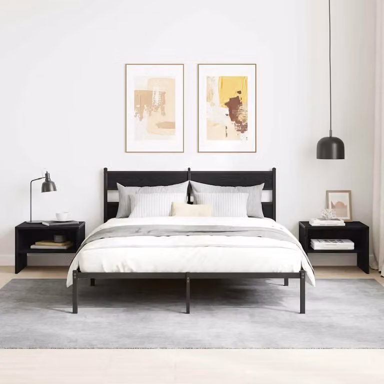 Set di 2 Armadi da Notte vidaXL Moderni in Rovere Nero L/P/H: 40 x 30 x 30 cm