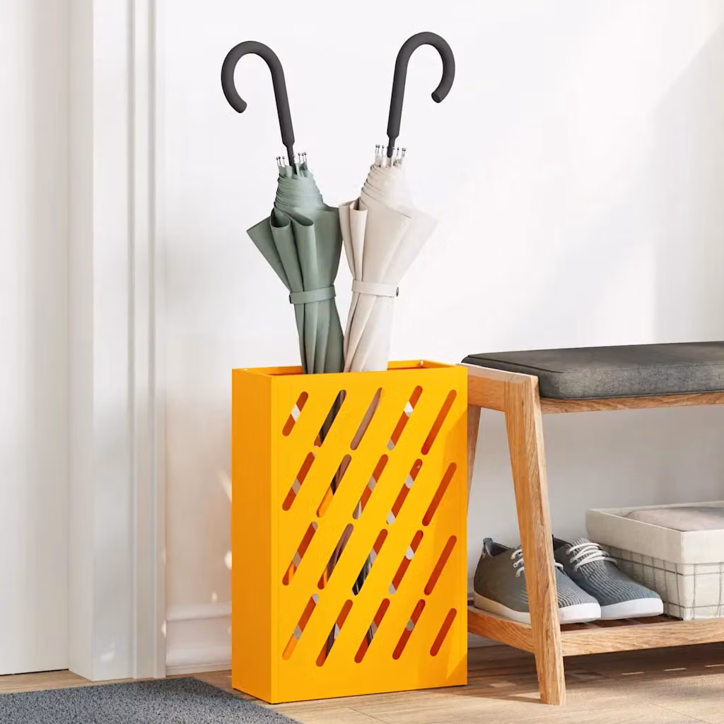 vidaXL Stand per Ombrelli da Pioggia Giallo Senape L/P/H: 28 x 12 x 41 cm