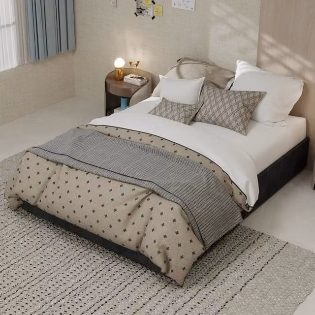 Letto Contenitore con Sollevamento Idraulico ¨C MINIMAL ¨C Grigio, Velluto, 140x200