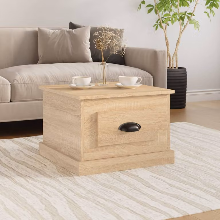 vidaXL Tavolino da Salotto Moderno in Legno Rovere, L/P/H: 50 x 50 x 35 cm