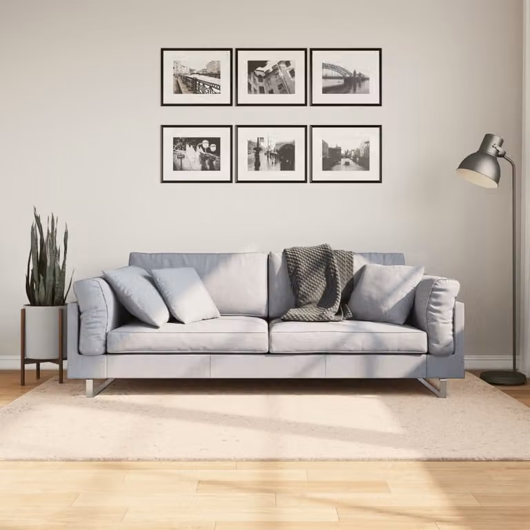 vidaXL Tappeto a Pelo Corto HUARTE Beige, Lavabile e Antiscivolo, L: 140 cm x P: 200 cm