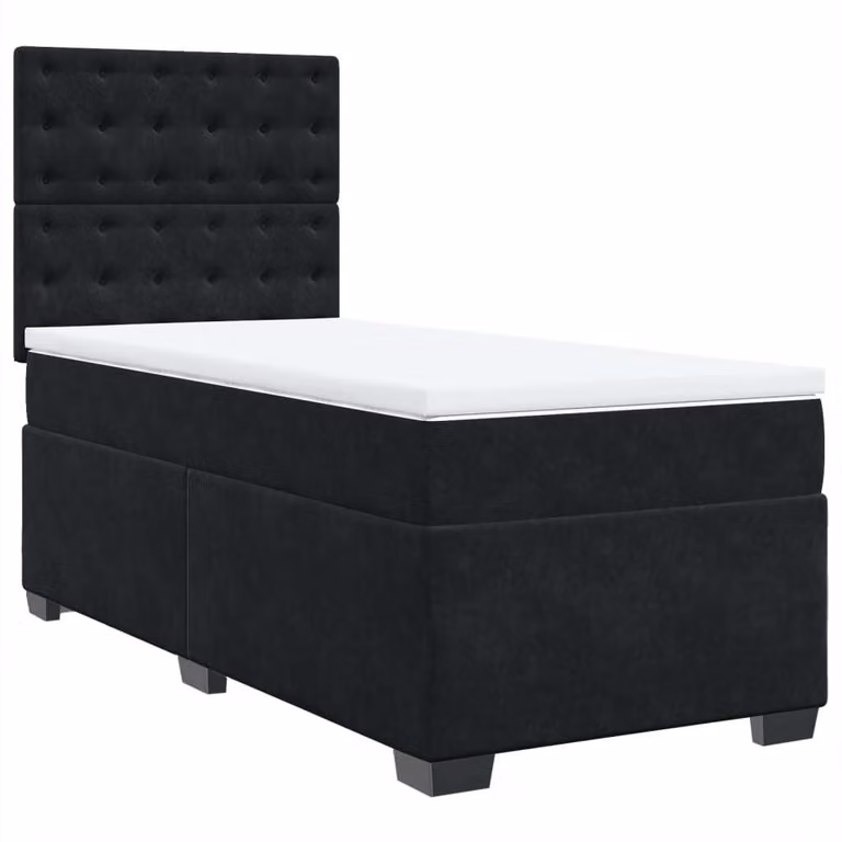 Giroletto a Molle con Materasso Nero 100x200 cm in Velluto