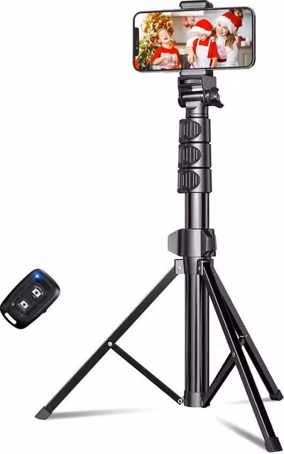 Stativo da viaggio per fotocamera in alluminio con Bluetooth, colore nero