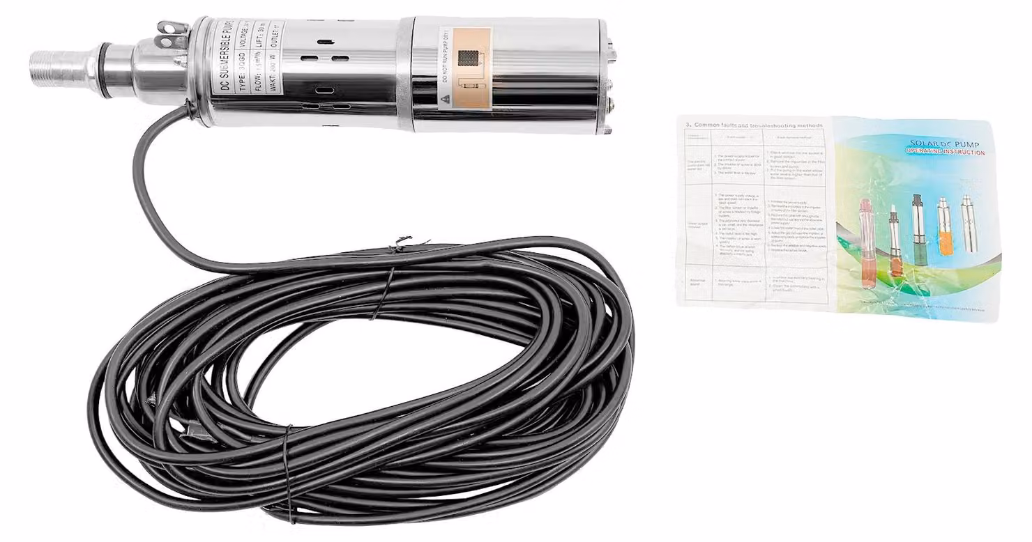 Pompa sommergibile, alimentata a energia solare, potenza 200W, colore argento