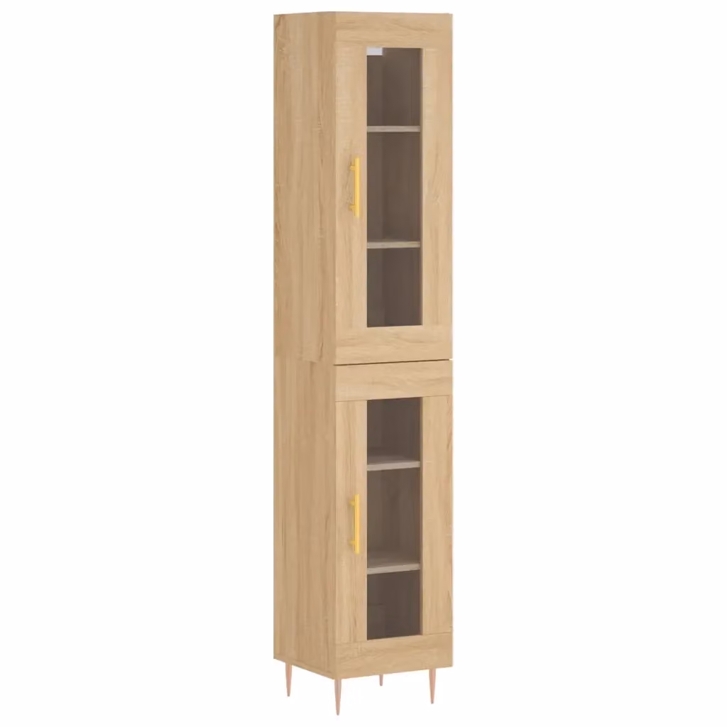 Credenza moderna vidaXL in legno e metallo, colore beige e marrone, L: 34,5 cm, P: 34 cm, H: 180 cm – 2
