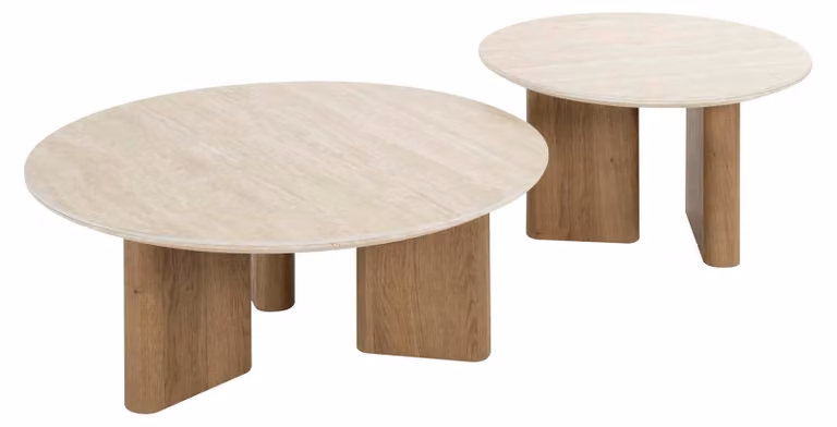 Tavolino FURNLUX Romano Beige e Rovere 76 cm (2 pezzi) / Colore principale: beige / Dimensioni: 76 x 30 x 76 cm