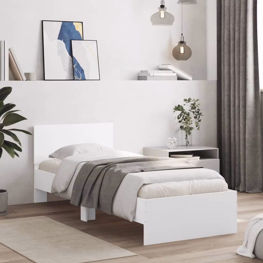 vidaXL Giroletto con Testiera in Legno Multistrato Bianco L: 75 cm, P: 190 cm