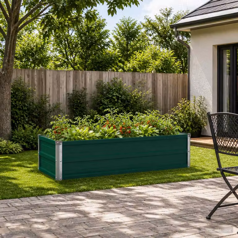 Letto rialzato da giardino vidaXL in metallo verde L: 100 cm, P: 40 cm, H: 24 cm