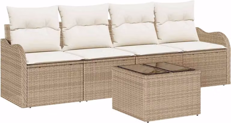 Set Divano da Giardino Beige polyrattan