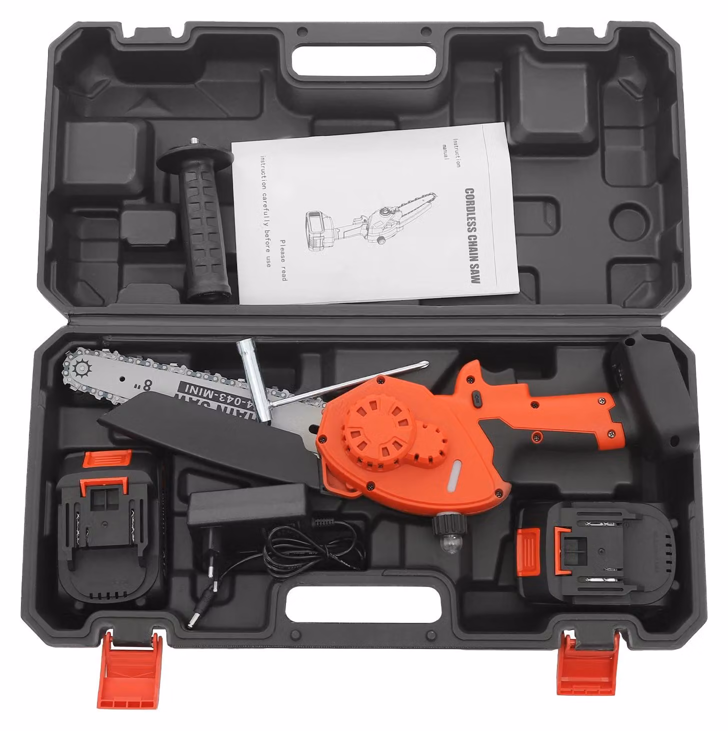 Mini motosega, funzionamento a batteria, motore brushless, colore nero