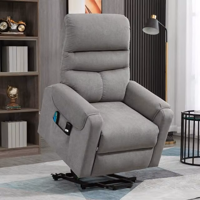 Poltrona relax 79x97x103 cm con alzata massaggio e riscaldamento in metallo grigio scuro
