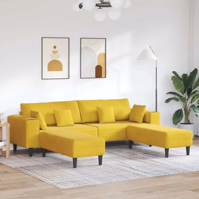 Divano 3 pz Giallo Velluto 3335178