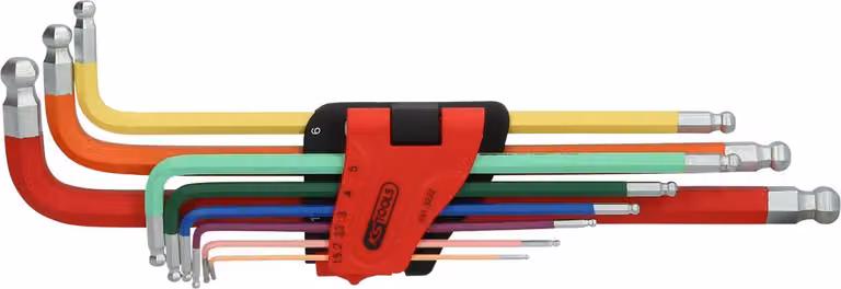 KS TOOLS Set di chiavi esagonali a doppia testa sferica estremamente lunghe 9 pezzi - 151.3222
