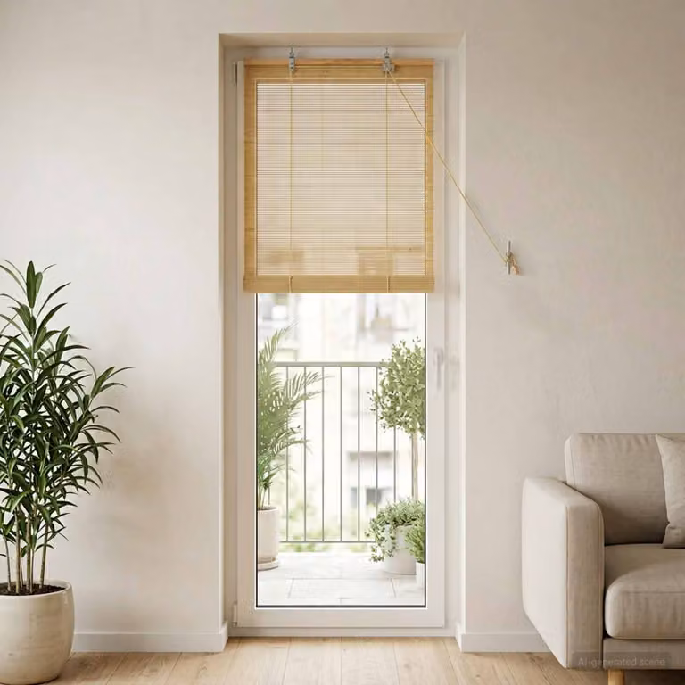 Tenda a rullo vidaXL in bambù naturale, colore beige/marrone, L 40 cm x H 220 cm, resistente ai raggi UV e semitrasparente
