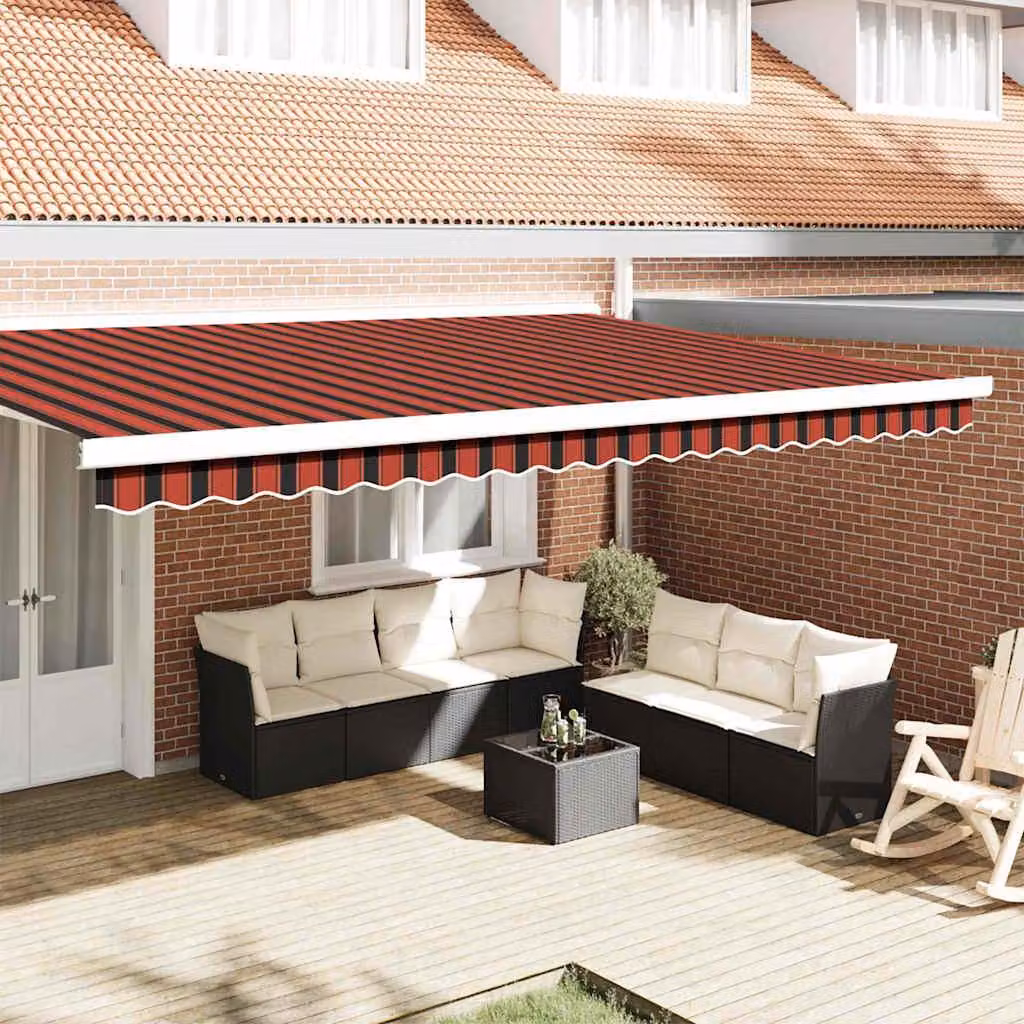 Maison Exclusive - Sostituzione volantino per tenda da sole, motivo a righe arancione e marrone, lunghezza 5 metri