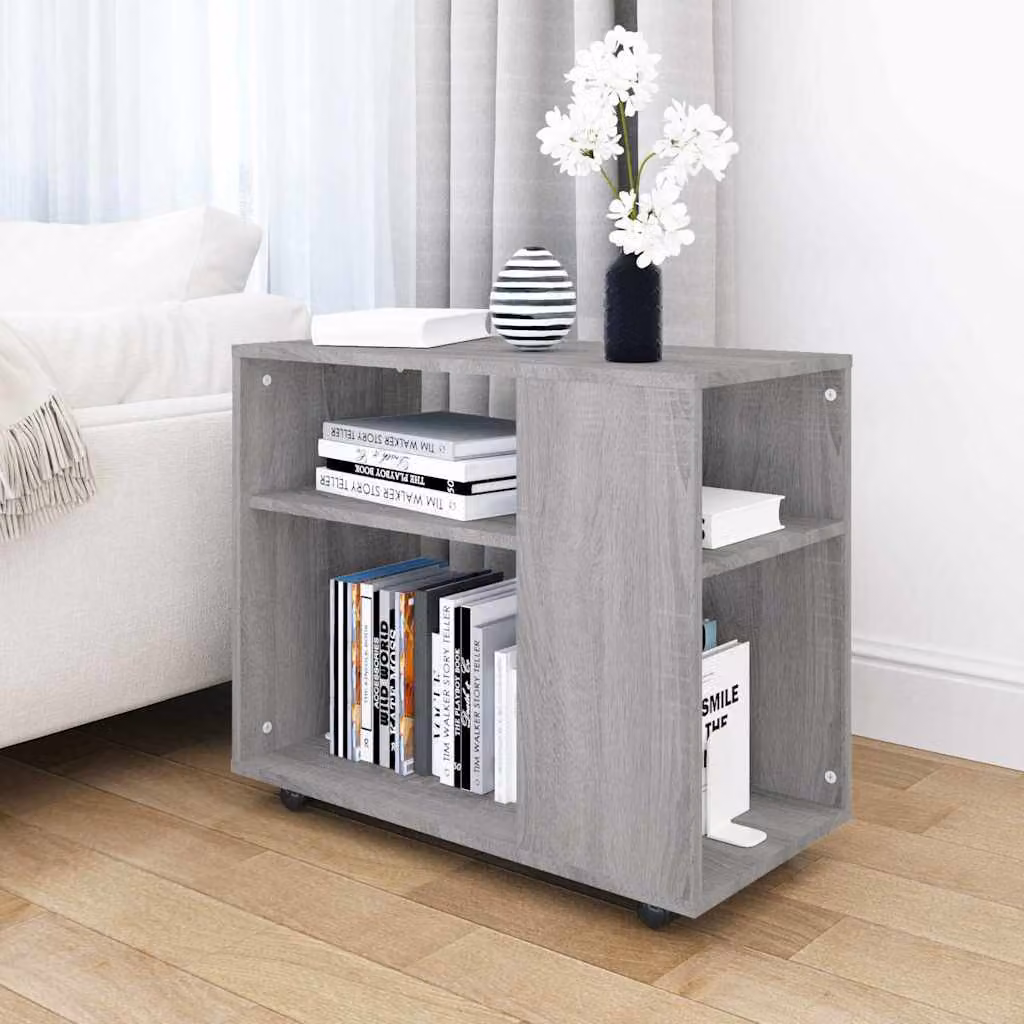 vidaXL Tavolino da Salotto Moderno in Legno Multistrato Grigio L: 70 cm, P: 35 cm, H: 60,5 cm
