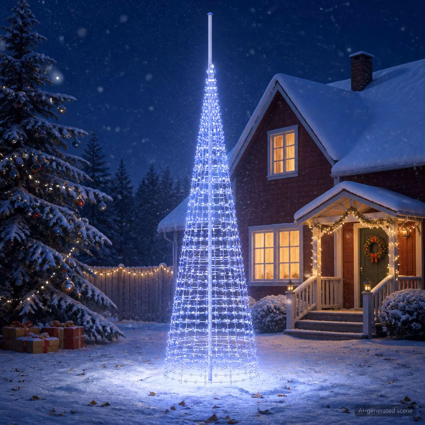 vidaXL Luci per albero di Natale con picchetti e asta per bandiera