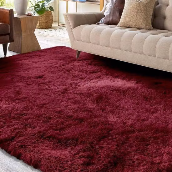 Tappeto XSIVOD rosso rubino a pelo basso, moderno e antiscivolo, ideale per soggiorno, camera da letto o cameretta, L: 140 cm x P: 200 cm
