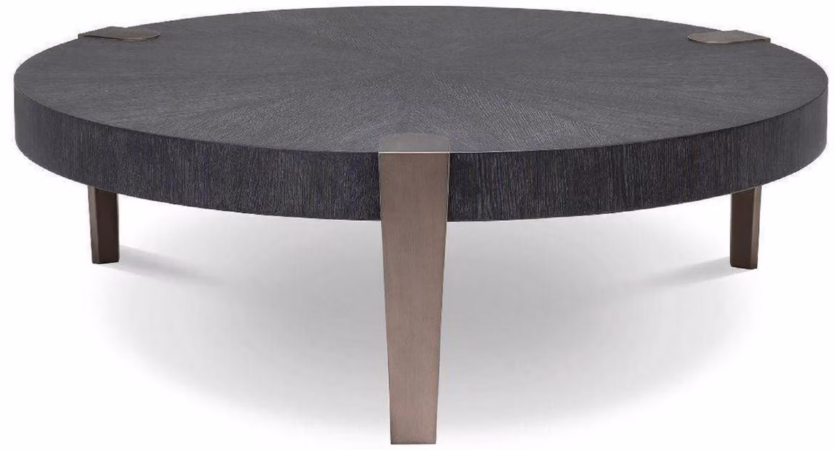 Tavolino Casa Padrino grigio antracite / bronzo Ø 121 x H. 38,5 cm - Tavolino rotondo - Mobili Soggiorno - Qualità Lusso