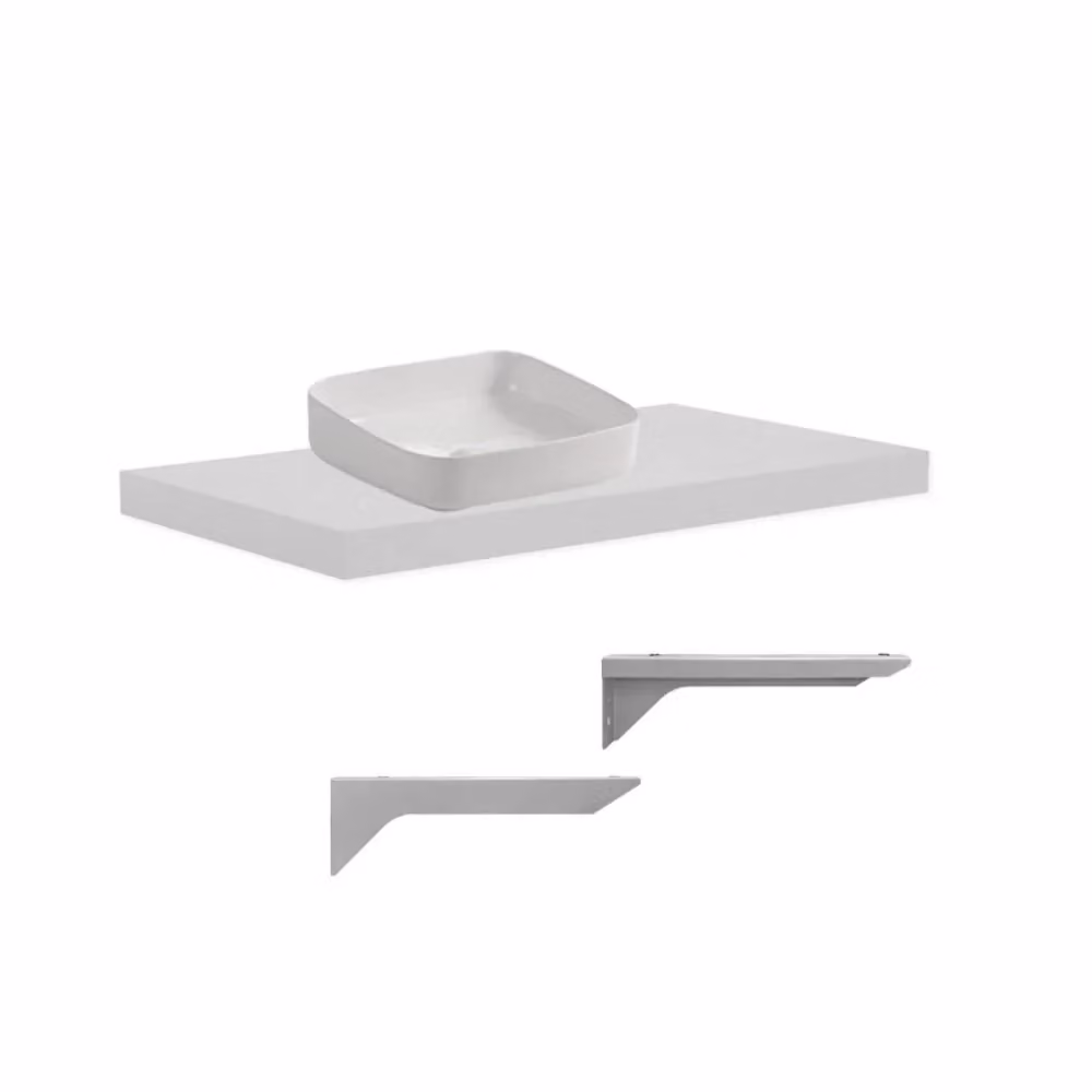 Mensolone da bagno Veriaffari con lavabo da appoggio bianco, design moderno in finitura opaca, L: 100 cm, P: 47 cm – 2