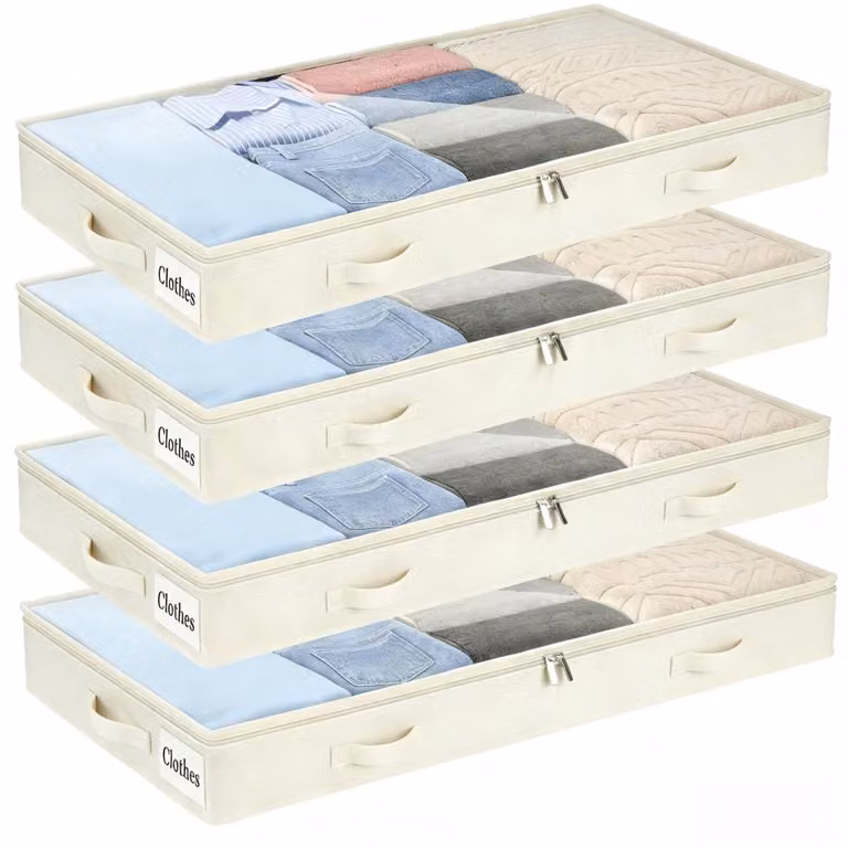 Omgoods - Contenitori portaoggetti da utilizzare sotto il letto, confezione da 4 pezzi