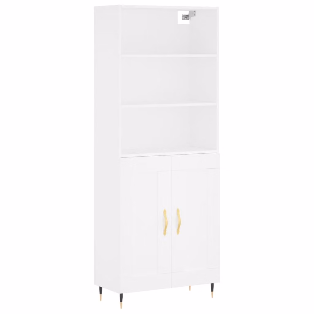 Credenza Bianca 69,5x34x180 cm in Legno Multistrato