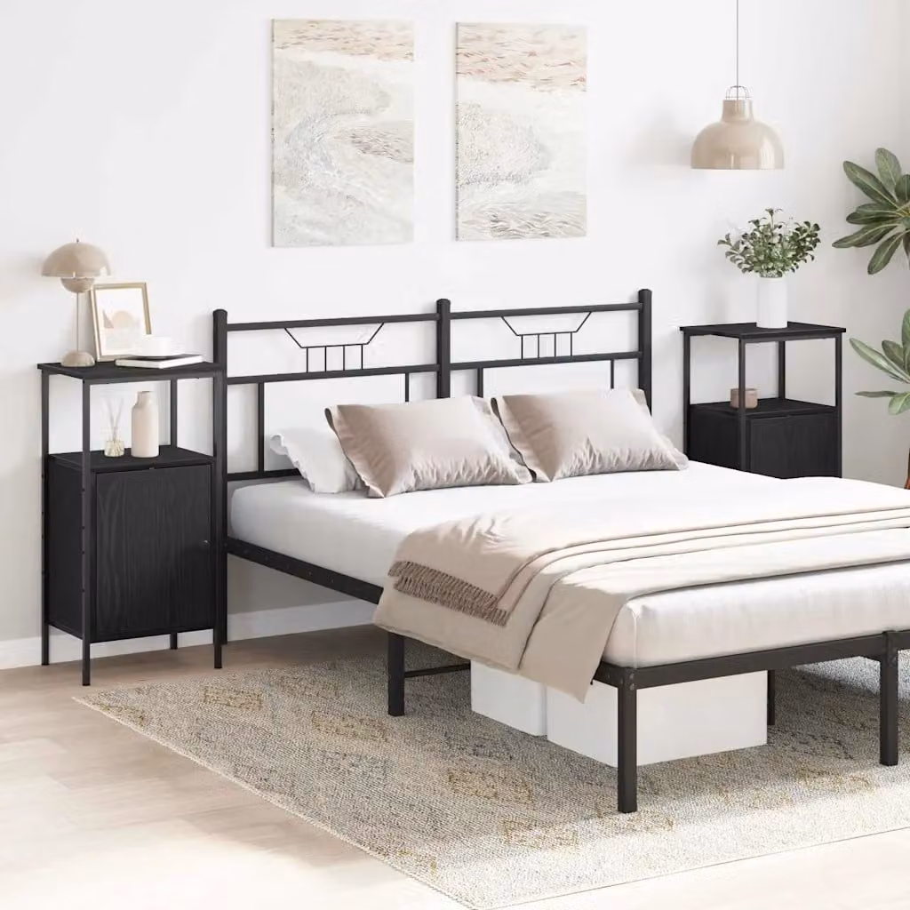 Set di 2 Armadi da Notte vidaXL in Rovere Nero, L/P/H: 41 x 31 x 80 cm