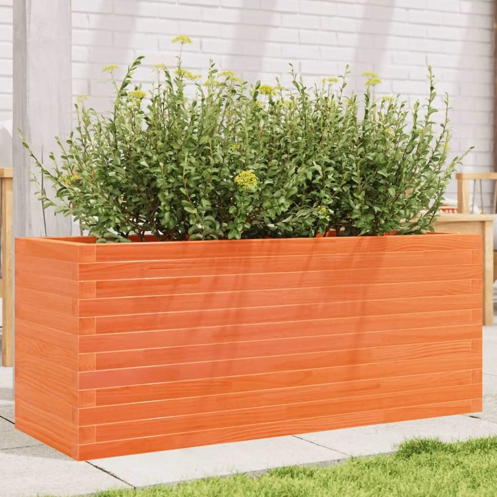 Fioriera da giardino vidaXL in legno di pino marrone e arancione L: 110 cm, P: 40 cm, H: 45,5 cm