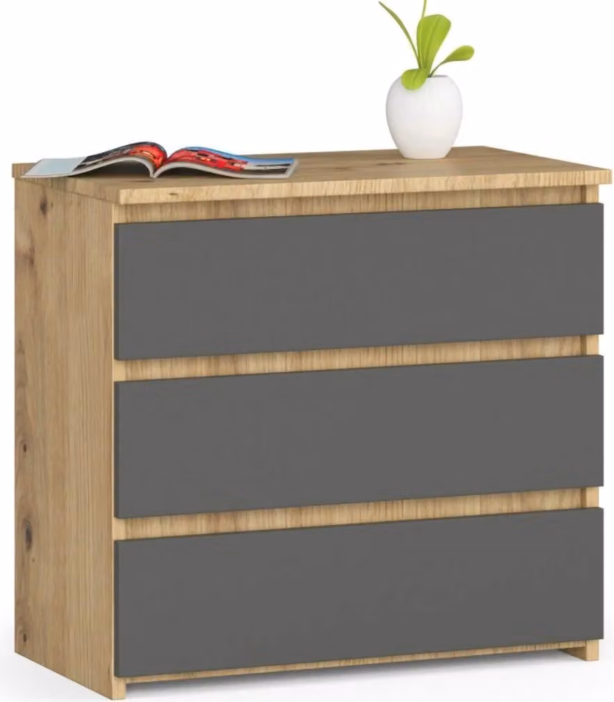 Comodino grande VALESTRA - rovere artisan / grigio scuro