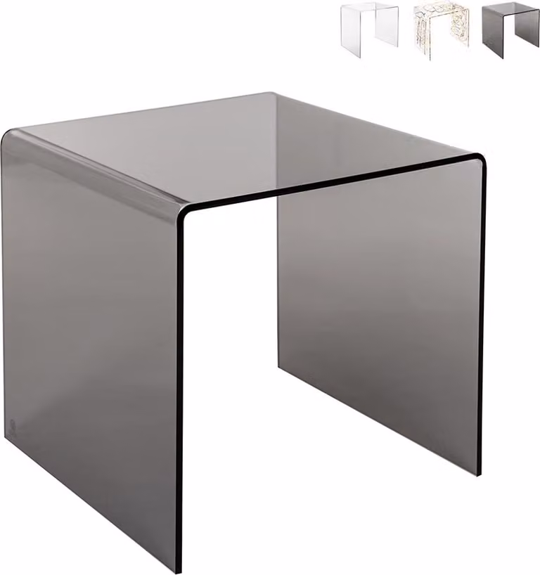 Tavolino da salotto moderno in plexiglas trasparente 50x40x50 cm 80'S Big - Trasparente fumé