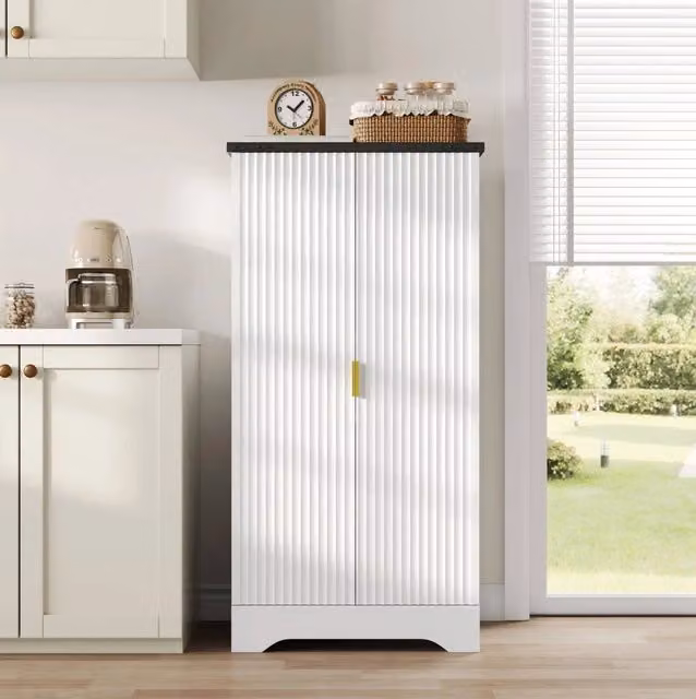 Armadio alto da cucina bianco con LED sensore e ripiani regolabili 120 x 60,5 x 40 cm