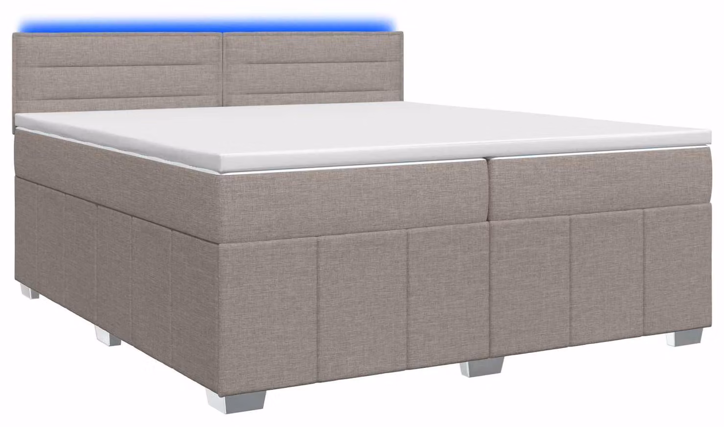 Letto a molle con materasso Taupe 200 x 200 cm in tessuto