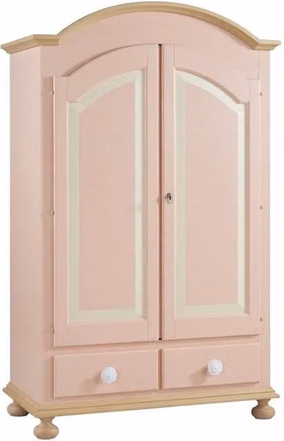 Armadio 2 porte in legno di abete stile shabby chic rosa e miele Mobili 2G L/P/H: 125 x 60 x 200 cm – 1