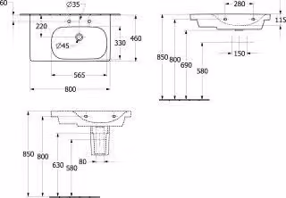 Villeroy & Boch 5A52R101 Mobile WT Skyla 5A52R1 800x460 mm
