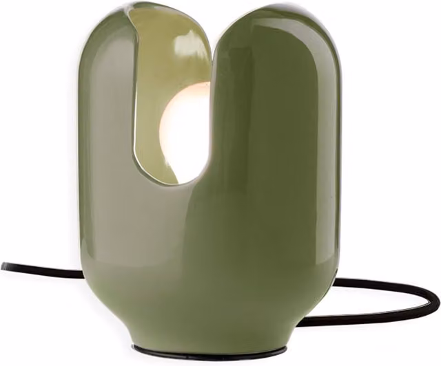 Ferroluce Batucada Lampada da tavolo in ceramica verde stile Art Déco con attacco E27