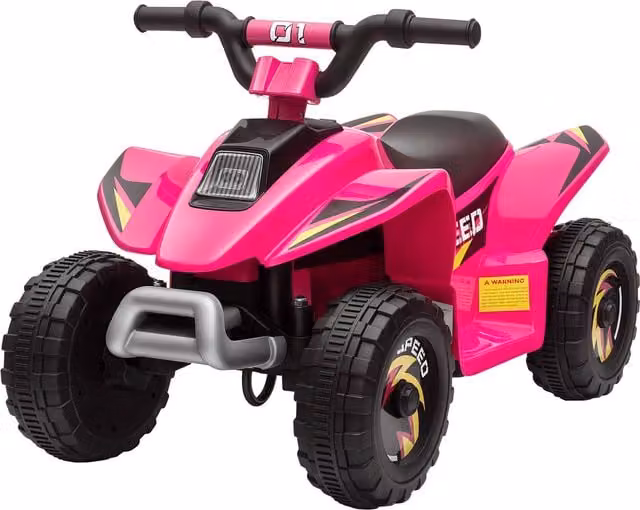 Quad Elettrico per Bambini HOMCOM Rosa con Batteria Ricaricabile 6V, L/P/H: 72 x 40 x 45.5 cm