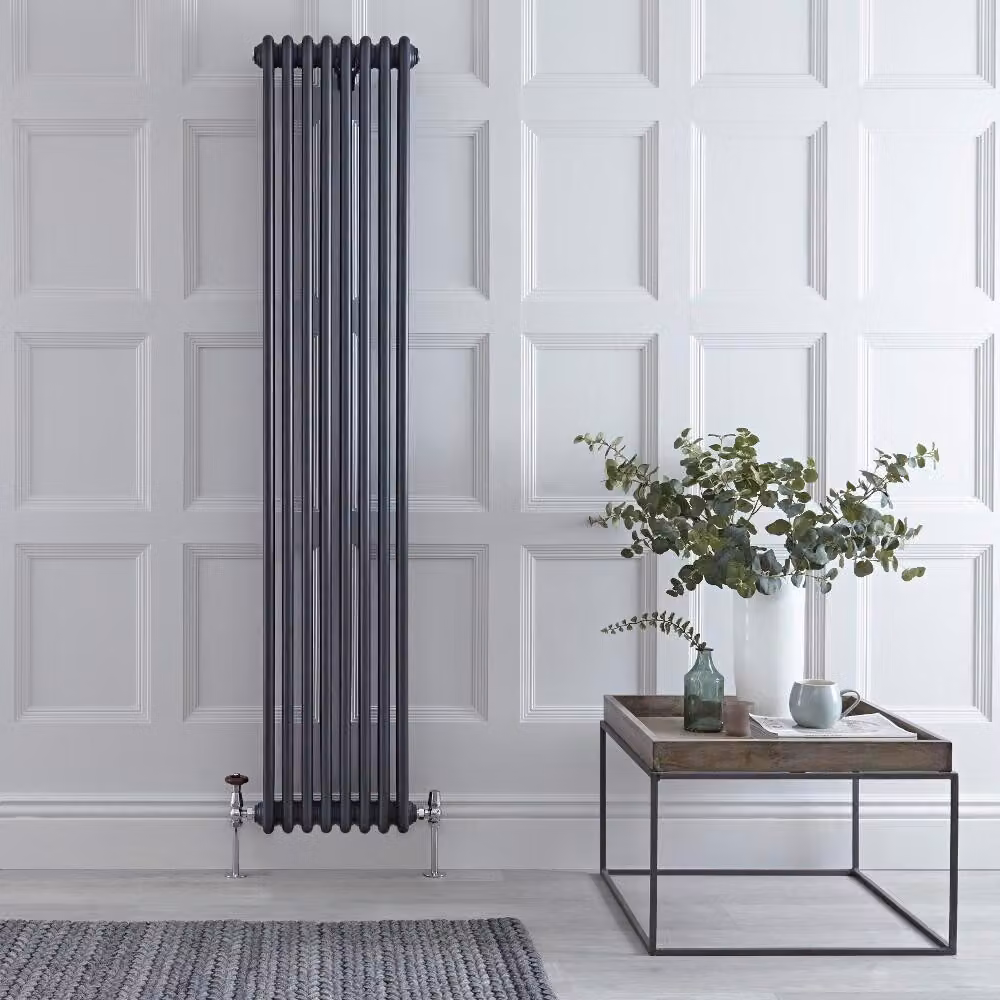 Radiatore Verticale Antracite in Stile Ghisa - 1800 x 380 x 100mm - 1220W - Regent