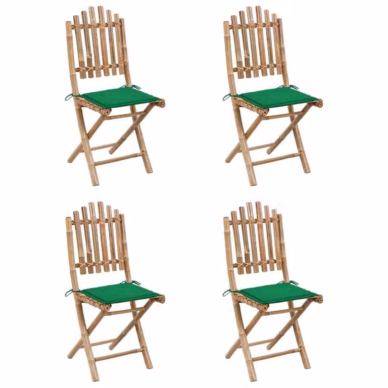 Set da Pranzo da Giardino 5 pz Pieghevole con Cuscini in Bambù