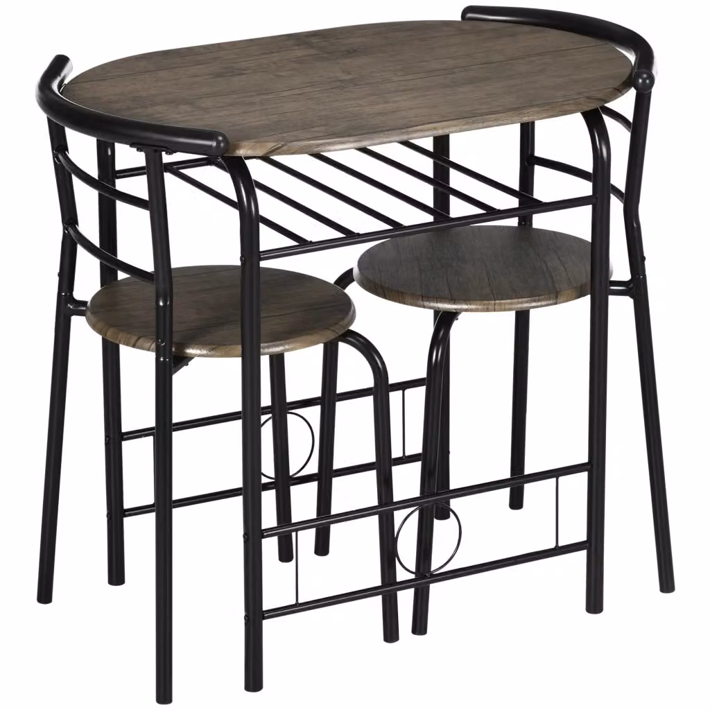 Set tavolo bistro Xylo con 2 sedie in metallo e MDF nero L/P/H: 80 x 53 x 74,5 cm – 2