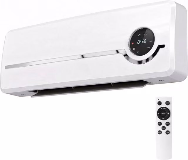 Stufa in ceramica a parete HOMCOM da 2000W con telecomando, timer e 3 modalità, colore bianco – 1