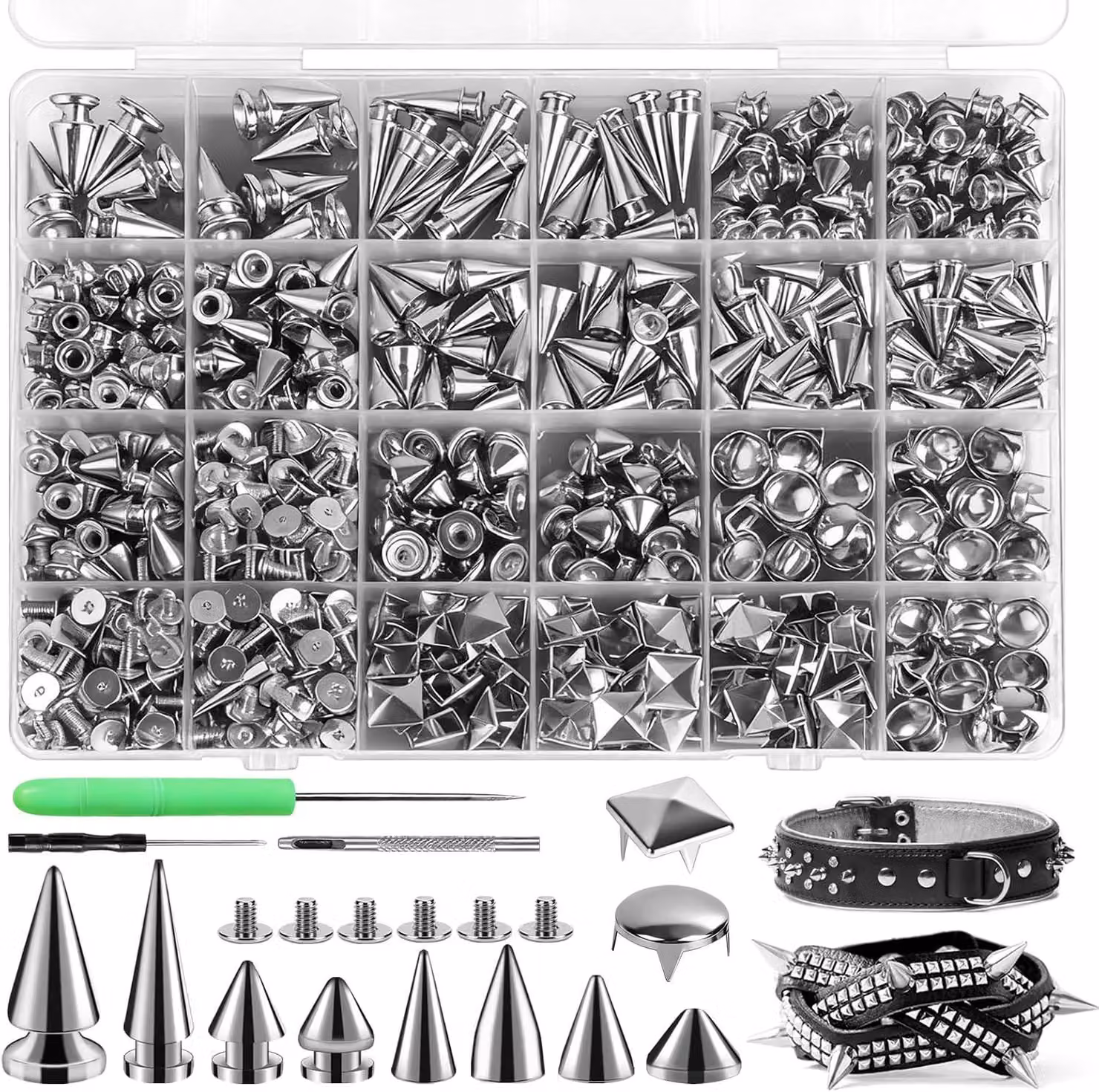Set di rivetti, 600 pezzi, di diverse forme, comprensivo di viti e utensili, ideale per progetti fai-da-te