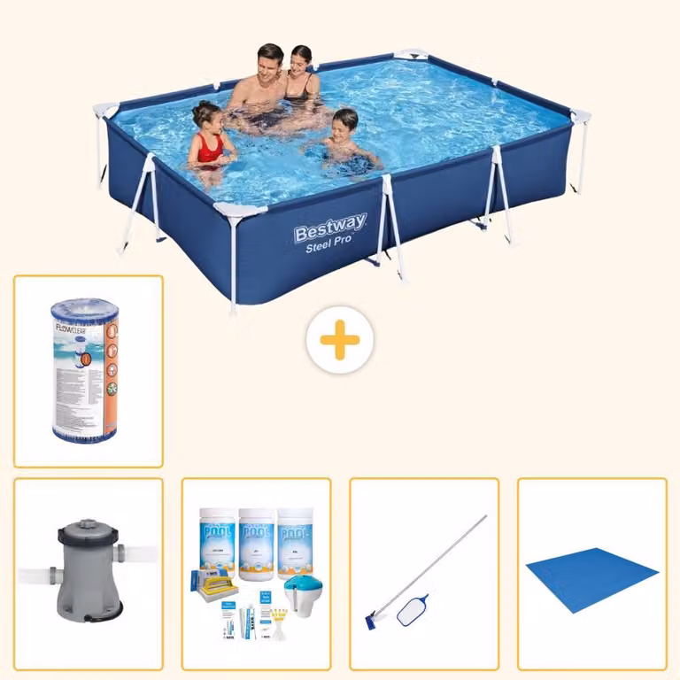 Bestway Steel Pro, piscina rettangolare - 300x201x66 cm - 6 pezzi - Modello S22088
