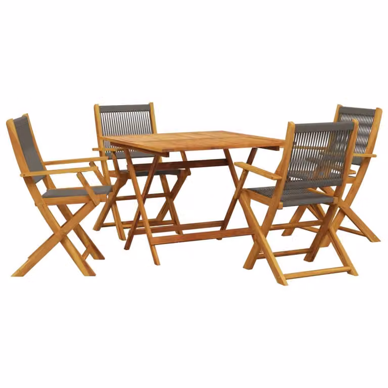 Set da Pranzo da Giardino 5 pz Polipropilene e Legno Massello